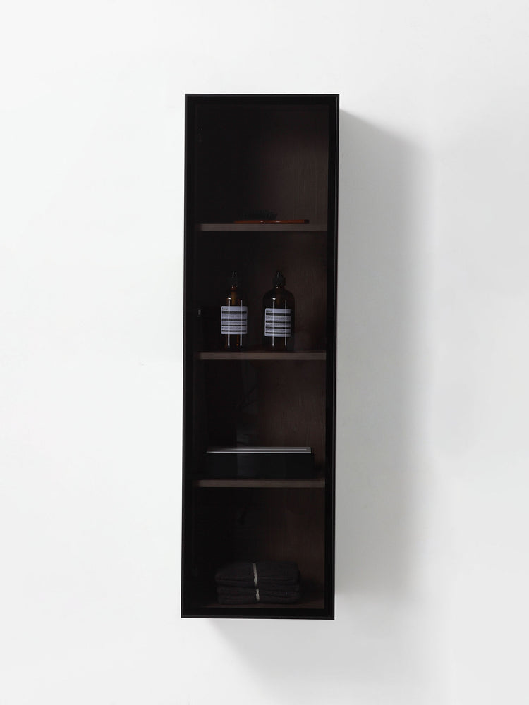 LUCE 13" CHESTNUT OAK/GLASS WALL MOUNT MODERN BATHROOM SIDE CABINET