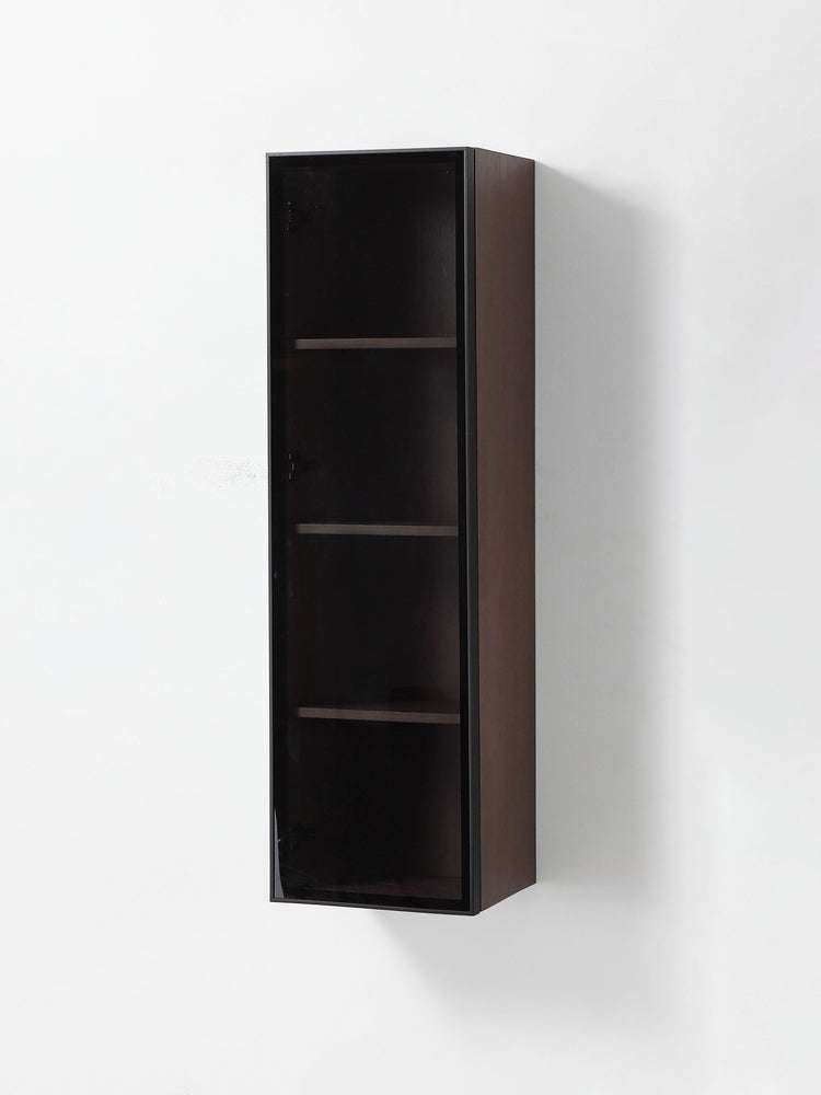 LUCE 13" CHESTNUT OAK/GLASS WALL MOUNT MODERN BATHROOM SIDE CABINET