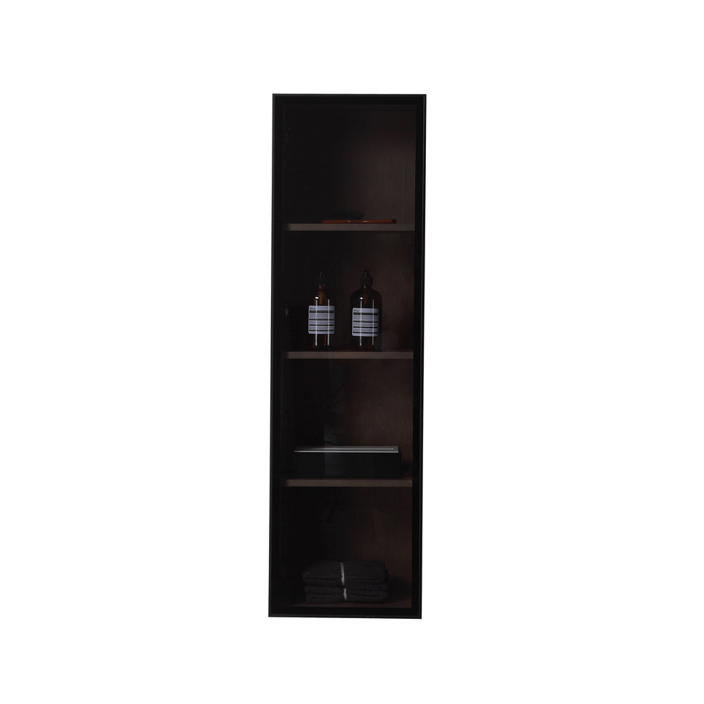 LUCE 13" CHESTNUT OAK/GLASS WALL MOUNT MODERN BATHROOM SIDE CABINET