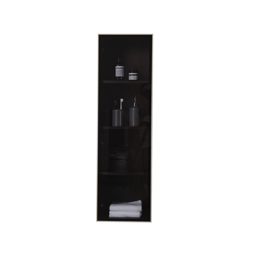 LUCE 13" DARK WALNUT/GLASS WALL MOUNT MODERN BATHROOM SIDE CABINET