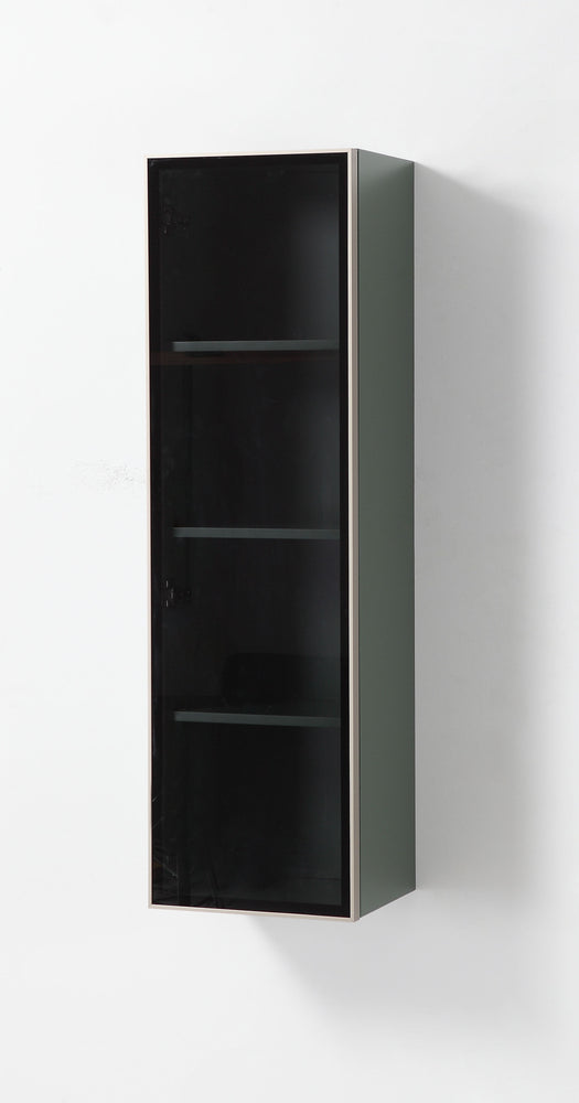 LUCE 13" FOREST GREEN/GLASS WALL MOUNT MODERN BATHROOM SIDE CABINET