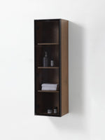 LUCE 13" PECAN OAK/GLASS WALL MOUNT MODERN BATHROOM SIDE CABINET