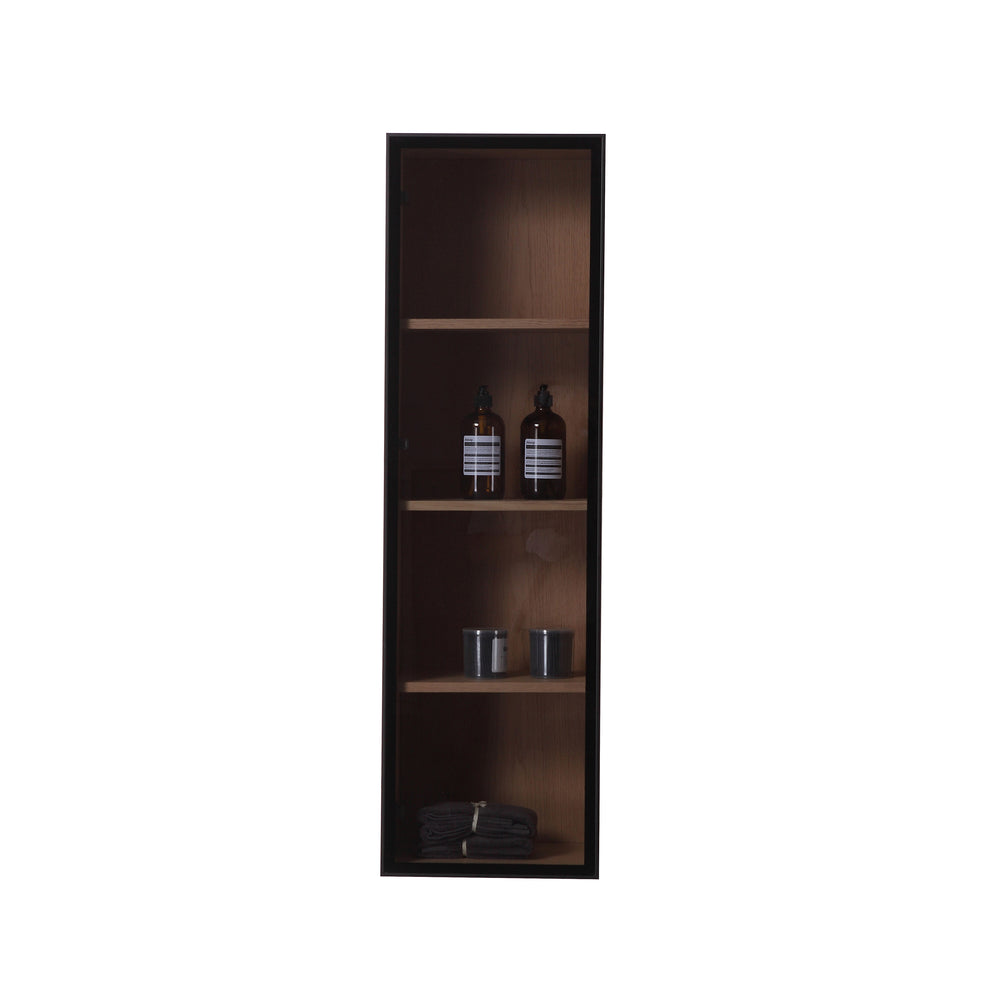 LUCE 13" WHITEWASH OAK/GLASS WALL MOUNT MODERN BATHROOM SIDE CABINET