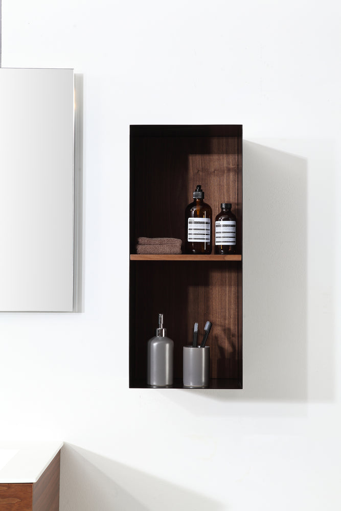 SHADOW 12" WALNUT WALL MOUNT MODERN BATHROOM SIDE CABINET