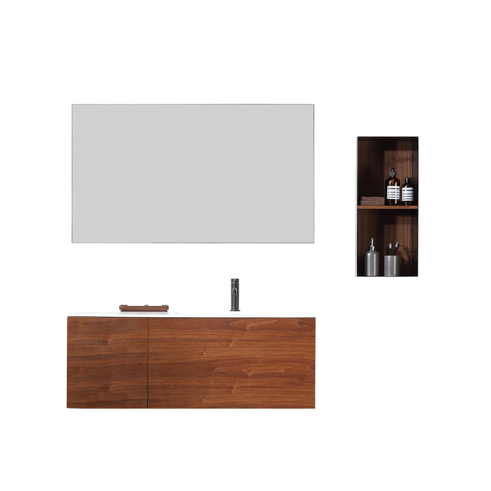 SHADOW 12" WALNUT WALL MOUNT MODERN BATHROOM SIDE CABINET