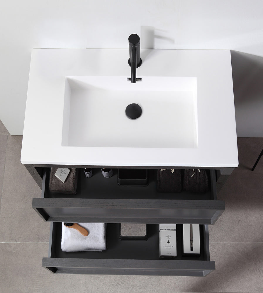 ANNECY 24” CHARCOAL OAK FREESTANDING MODERN BATHROOM VANITY