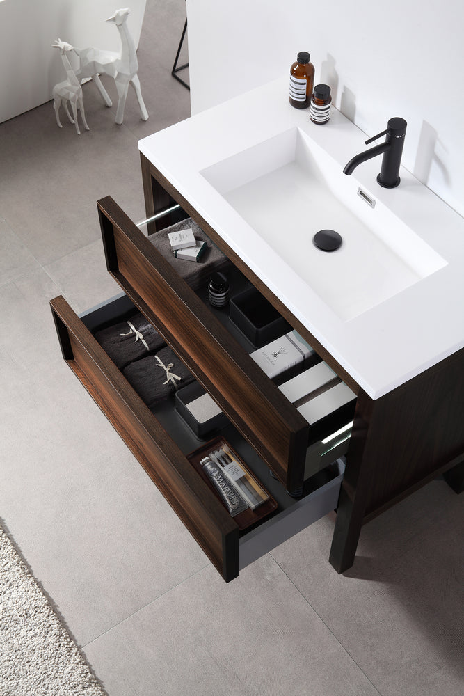 ANNECY 36”  DARK WALNUT FREESTANDING MODERN BATHROOM VANITY