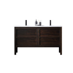 ANNECY 55” DARK WALNUT FREESTANDING MODERN BATHROOM VANITY