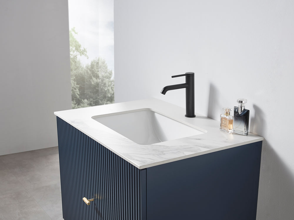 BARCELONA 30” DARK BLUE WALL MOUNT MODERN BATHROOM VANITY