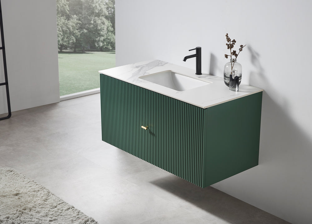 BARCELONA 42” FOREST GREEN WALL MOUNT MODERN BATHROOM VANITY