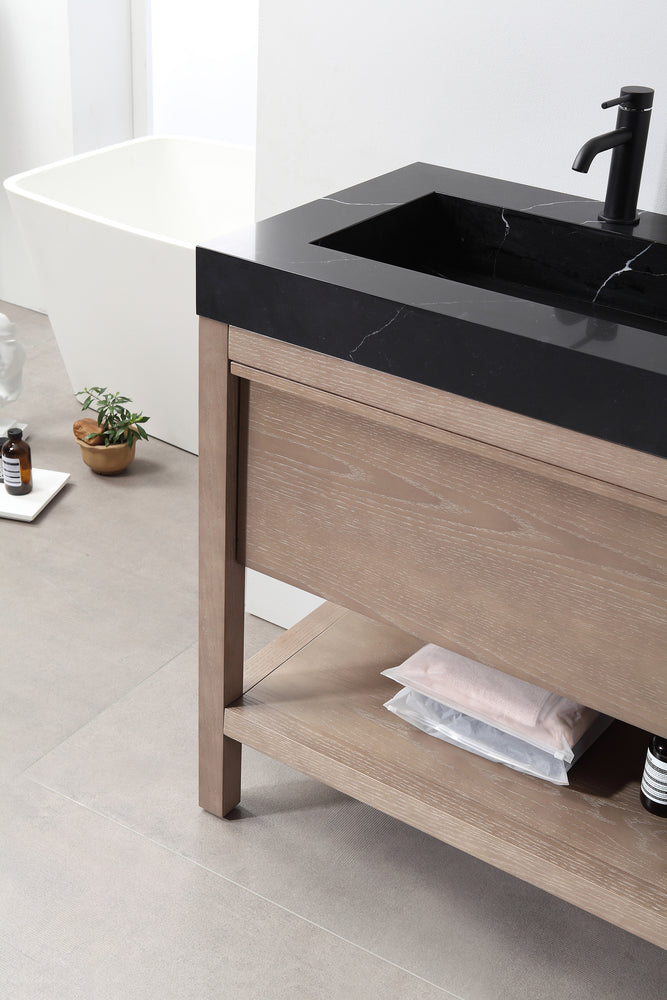 BIBURY 48” CHESTNUT OAK FREESTANDING MODERN BATHROOM VANITY