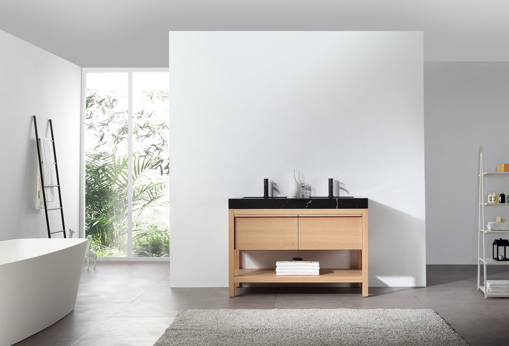 BIBURY 48” WHITEWASH OAK FREESTANDING MODERN BATHROOM VANITY