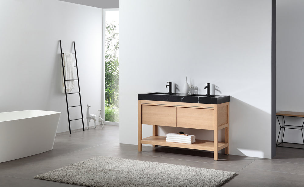 BIBURY 48” WHITEWASH OAK FREESTANDING MODERN BATHROOM VANITY