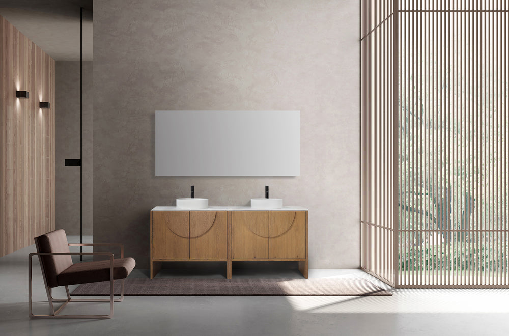 CELLE 72” PECAN OAK FREESTANDING MODERN BATHROOM VANITY