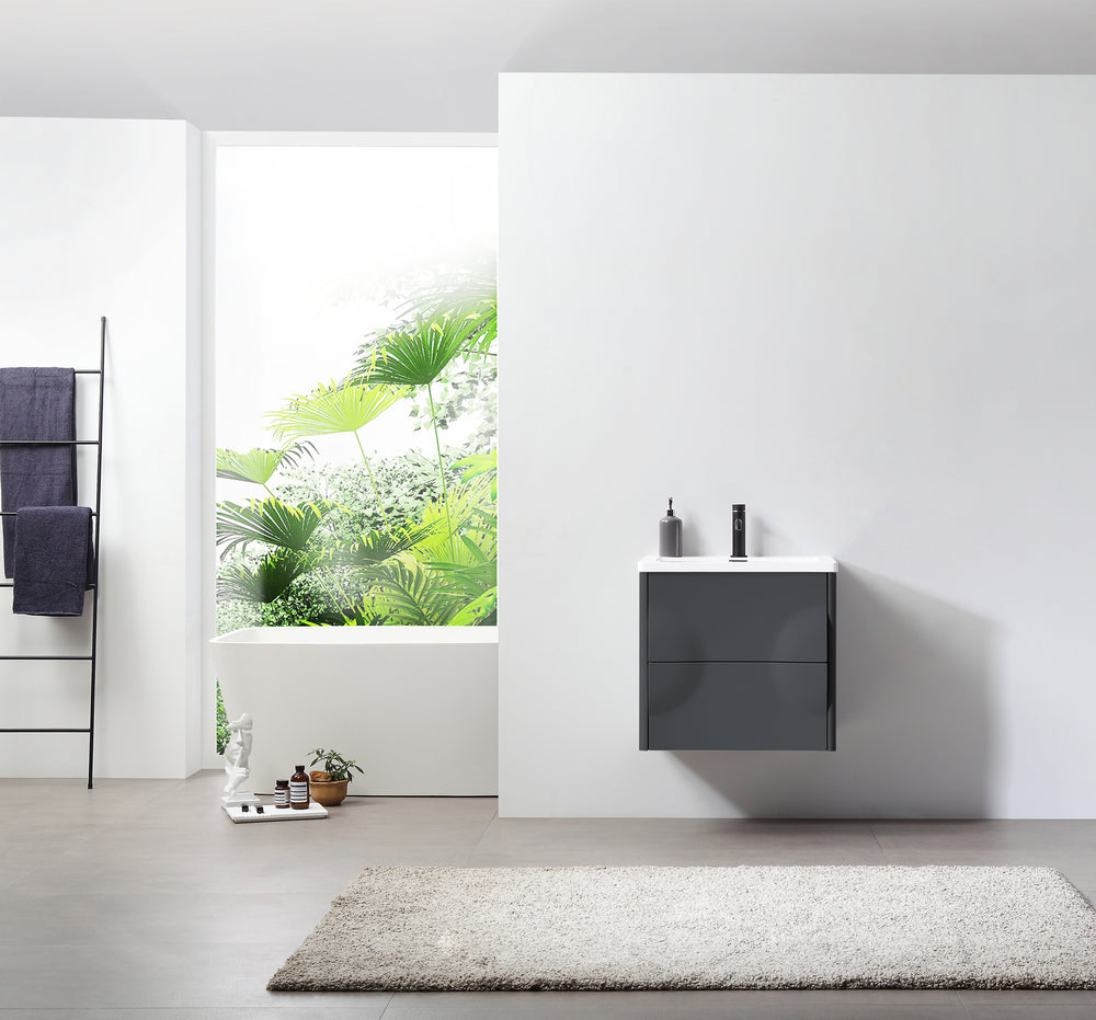 COLMAR 24” DARK GRAY WALL MOUNT MODERN BATHROOM VANITY