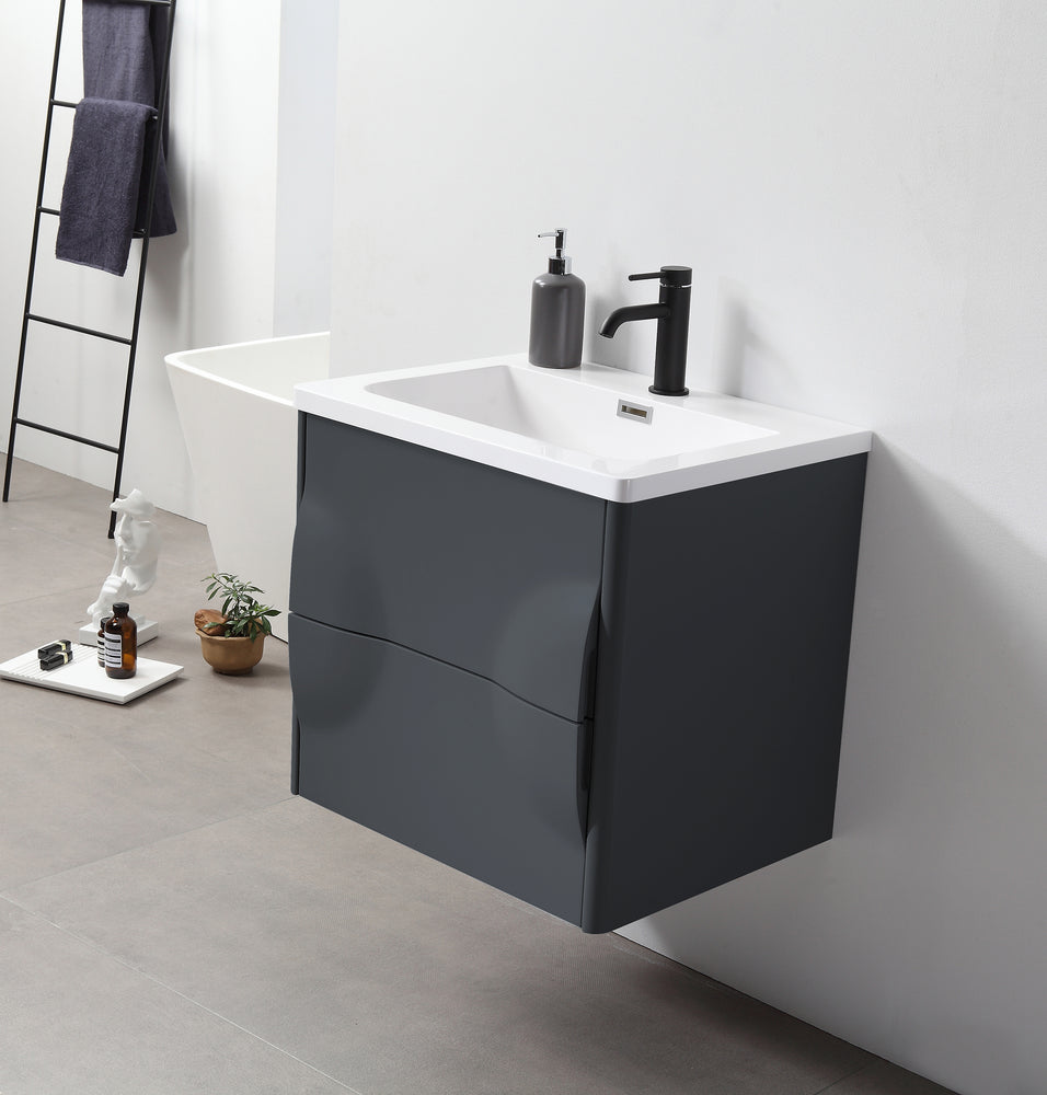 COLMAR 24” DARK GRAY WALL MOUNT MODERN BATHROOM VANITY