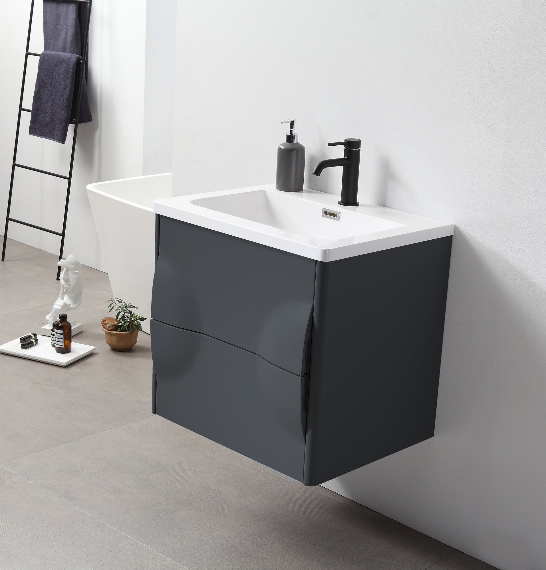 COLMAR 24” DARK GRAY WALL MOUNT MODERN BATHROOM VANITY – kartonrepublic