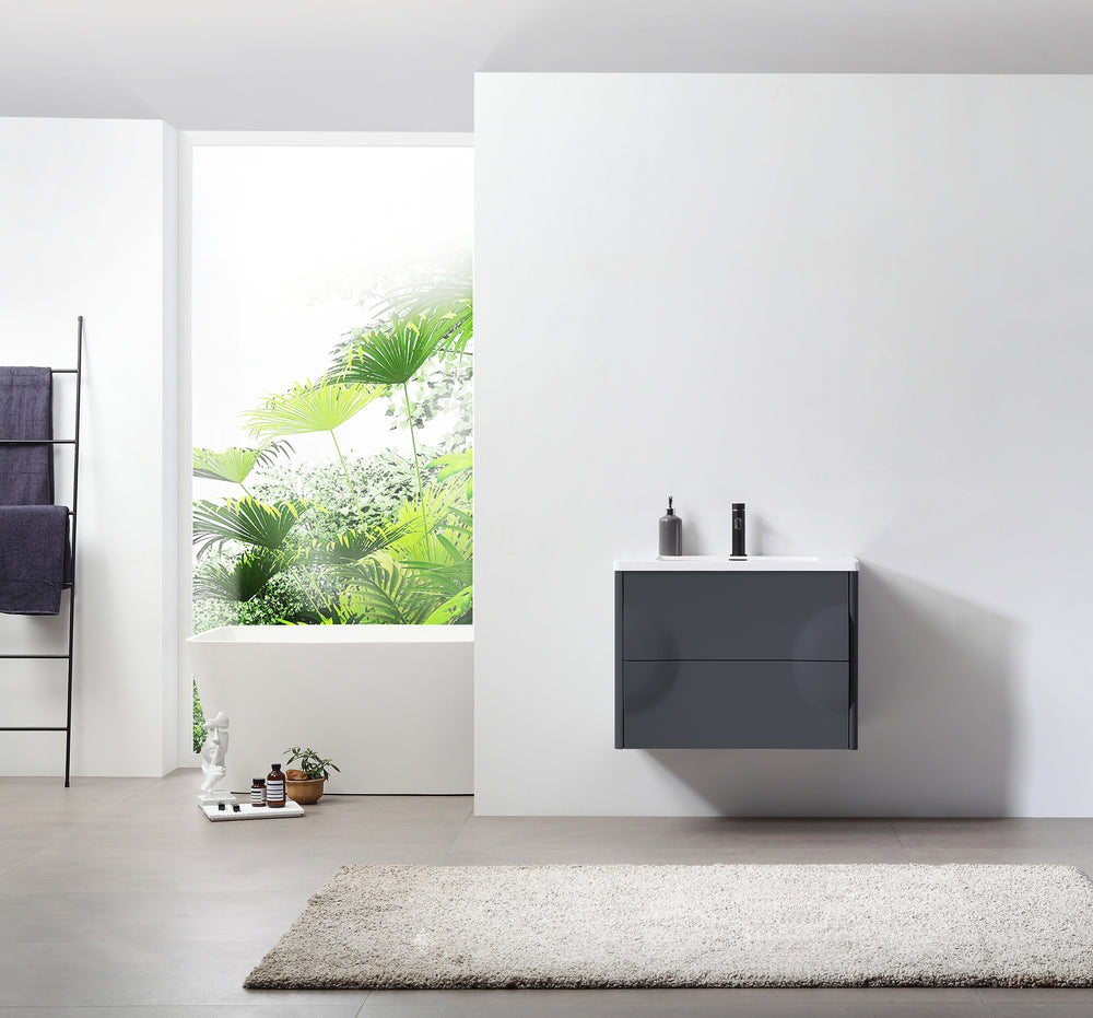 COLMAR 30” DARK GRAY WALL MOUNT MODERN BATHROOM VANITY