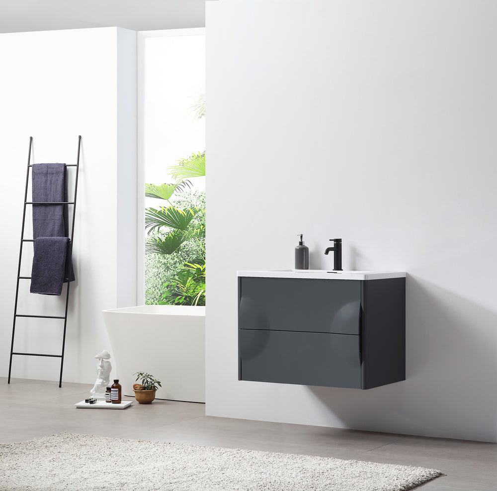 COLMAR 30” DARK GRAY WALL MOUNT MODERN BATHROOM VANITY