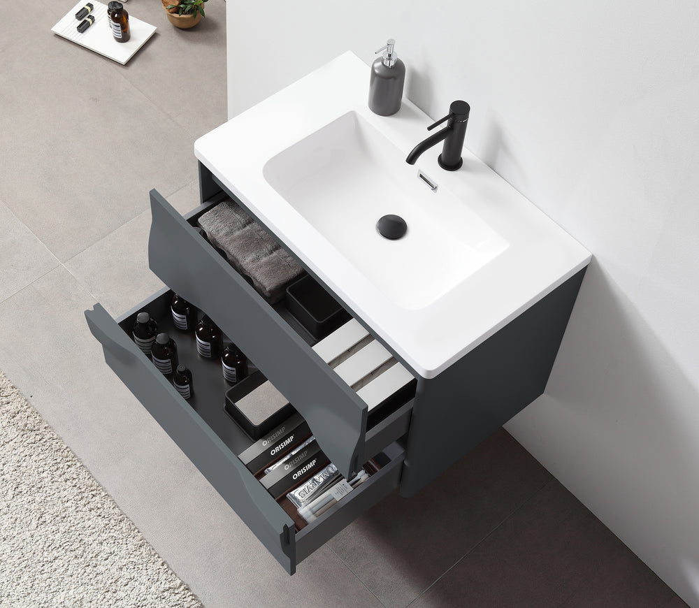 COLMAR 30” DARK GRAY WALL MOUNT MODERN BATHROOM VANITY