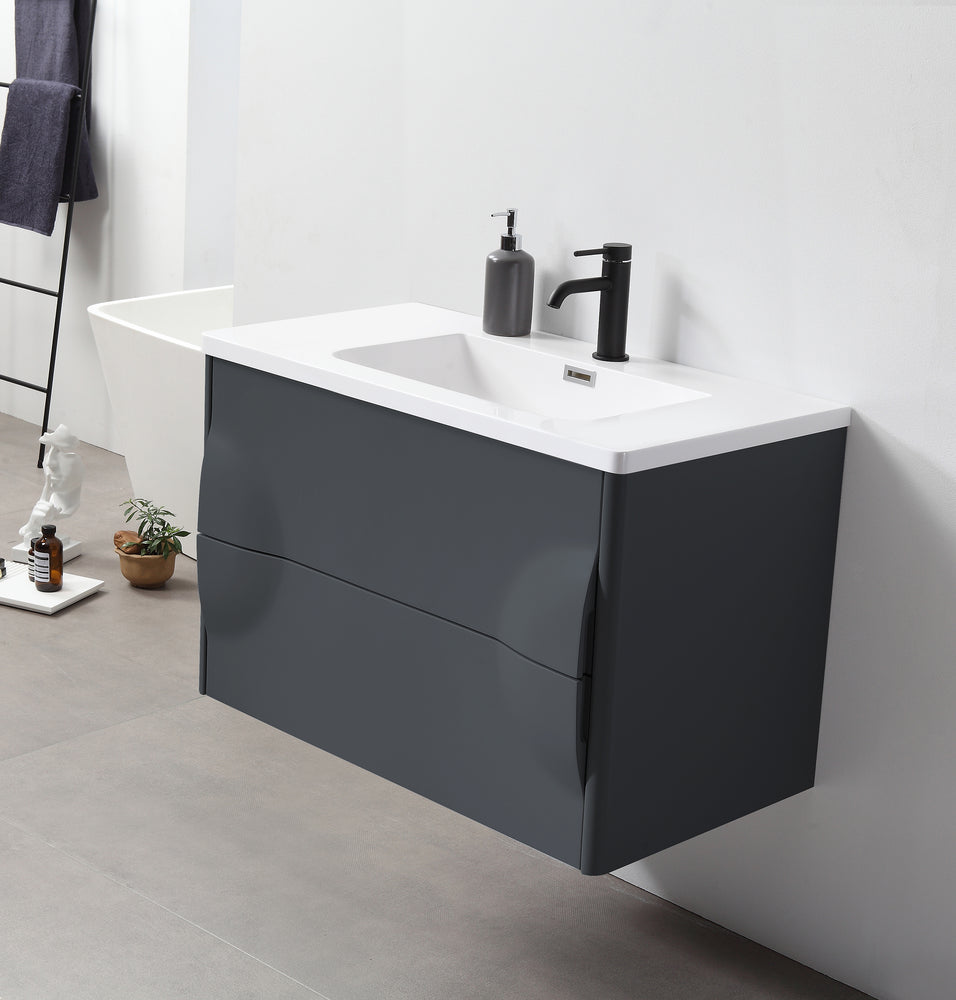 COLMAR 30” DARK GRAY WALL MOUNT MODERN BATHROOM VANITY