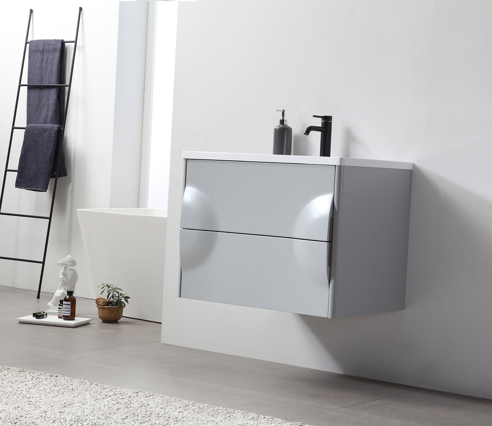 COLMAR 30” LIGHT GRAY WALL MOUNT MODERN BATHROOM VANITY