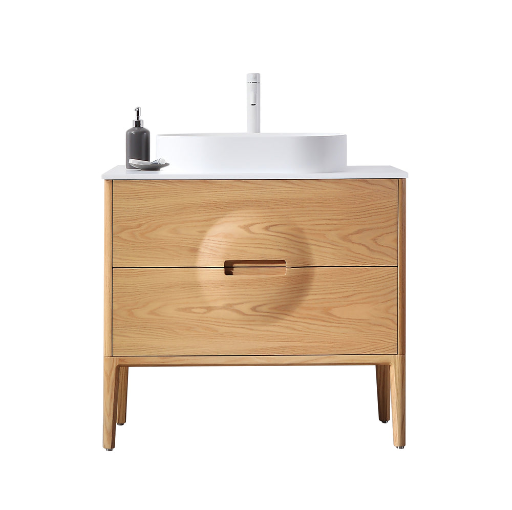 COLMAR 36”  WHITEWASH OAK FREESTANDING MODERN BATHROOM VANITY