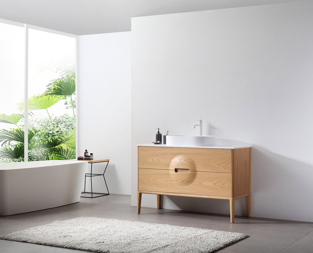 COLMAR 48” WHITEWASH OAK FREESTANDING MODERN BATHROOM VANITY ...