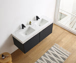 MANAROLA 48” BLACK OF NIGHT WITH THICK QUARTZ WALL MOUNT MODERN BATHROOM VANITY