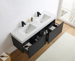 MANAROLA 60” BLACK OF NIGHT WITH THICK QUARTZ WALL MOUNT MODERN BATHROOM VANITY