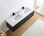 MANAROLA 72” BLACK OF NIGHT WITH THICK QUARTZ WALL MOUNT MODERN BATHROOM VANITY