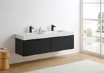 MANAROLA 72” BLACK OF NIGHT WITH THICK QUARTZ WALL MOUNT MODERN BATHROOM VANITY