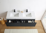 MANAROLA 72” BLACK OF NIGHT WITH THICK QUARTZ WALL MOUNT MODERN BATHROOM VANITY