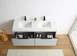 MANAROLA 60” SILVER GRAY WITH THICK QUARTZ WALL MOUNT MODERN BATHROOM VANITY