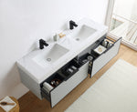 MANAROLA 72” SILVER GRAY WITH THICK QUARTZ WALL MOUNT MODERN BATHROOM VANITY