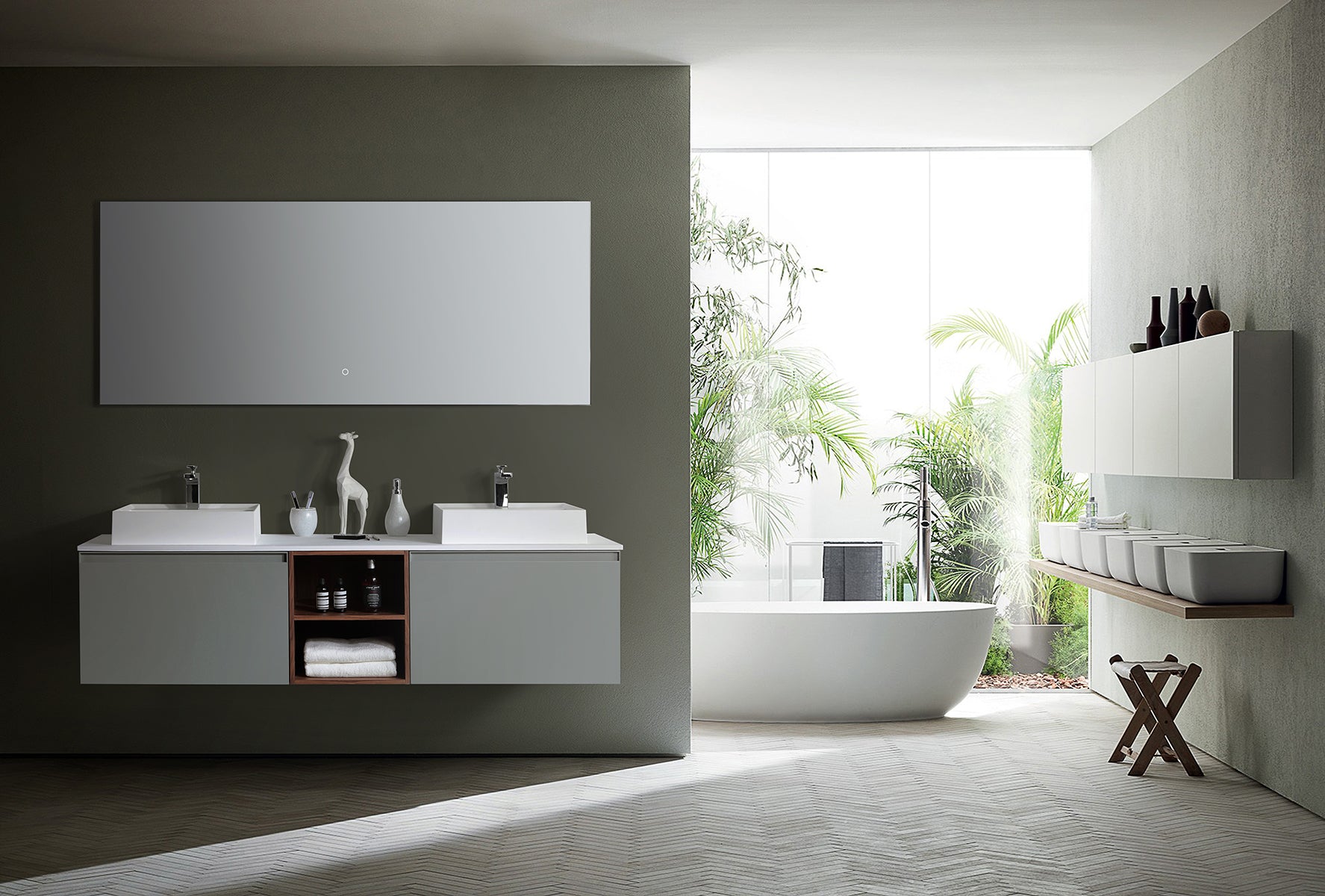 Farmhouse Bathroom Collection – Over-the-Sink Shelf, Gray, With Wall Shelf, Tissue Holder & Toilet Tower