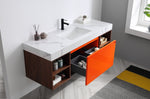 MANAROLA 60” RED AMBER WITH THICK QUARTZ WALL MOUNT MODERN BATHROOM VANITY (OPEN SHELVES)