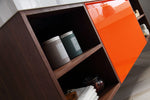 MANAROLA 60” RED AMBER WITH THICK QUARTZ WALL MOUNT MODERN BATHROOM VANITY (OPEN SHELVES)