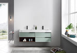 MARFA 60” ALOE GREEN/WALNUT WALL MOUNT MODERN BATHROOM VANITY