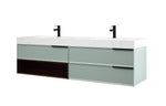 MARFA 72” ALOE GREEN/WALNUT WALL MOUNT MODERN BATHROOM VANITY