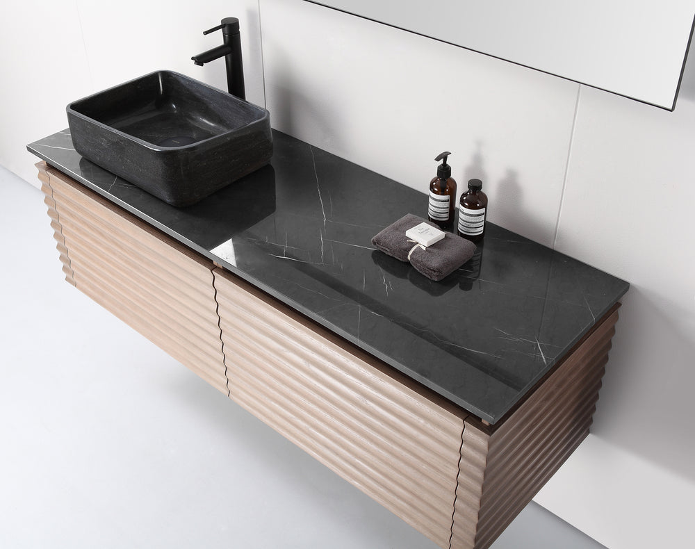 OCALA 60” CHESTNUT WALL MOUNT MODERN BATHROOM VANITY (LEFT SINK/RIGHT SINK/DOUBLE SINK)