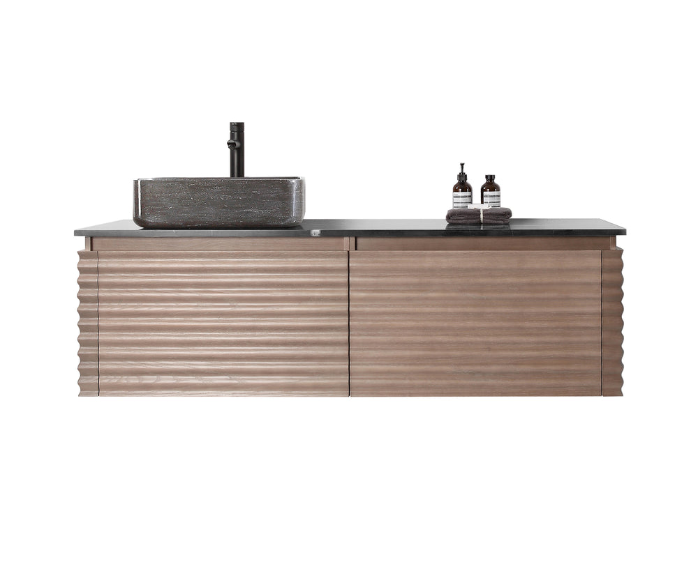 OCALA 60” CHESTNUT WALL MOUNT MODERN BATHROOM VANITY (LEFT SINK/RIGHT SINK/DOUBLE SINK)