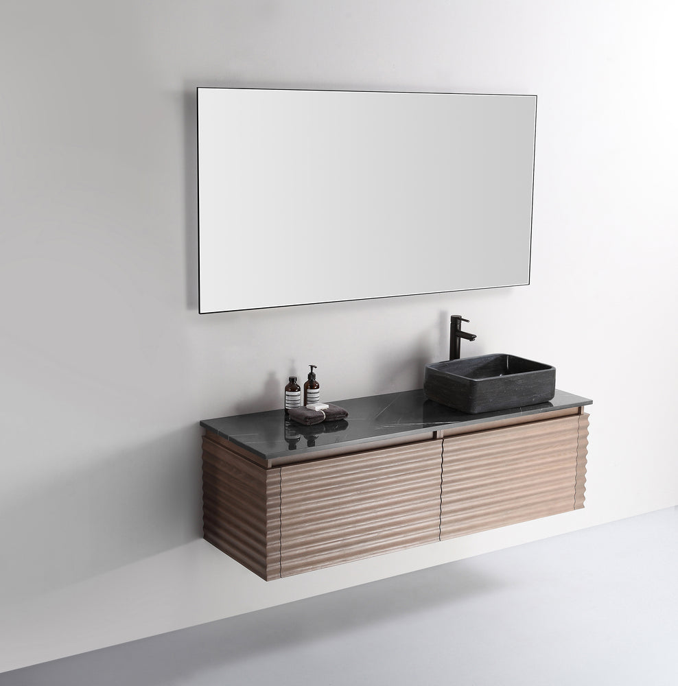 OCALA 60” CHESTNUT WALL MOUNT MODERN BATHROOM VANITY (LEFT SINK/RIGHT SINK/DOUBLE SINK)