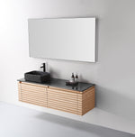 OCALA 60” MAPLE WALL MOUNT MODERN BATHROOM VANITY (LEFT SINK/RIGHT SINK/DOUBLE SINK)