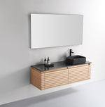 OCALA 60” MAPLE WALL MOUNT MODERN BATHROOM VANITY (LEFT SINK/RIGHT SINK/DOUBLE SINK)