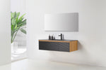 OSLO 48” MATTE BLACK/WHITEWASH WALL MOUNT MODERN BATHROOM VANITY