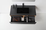 OSLO 48” MATTE BLACK/WHITEWASH WALL MOUNT MODERN BATHROOM VANITY