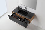 OSLO 48” MATTE BLACK/WHITEWASH WALL MOUNT MODERN BATHROOM VANITY