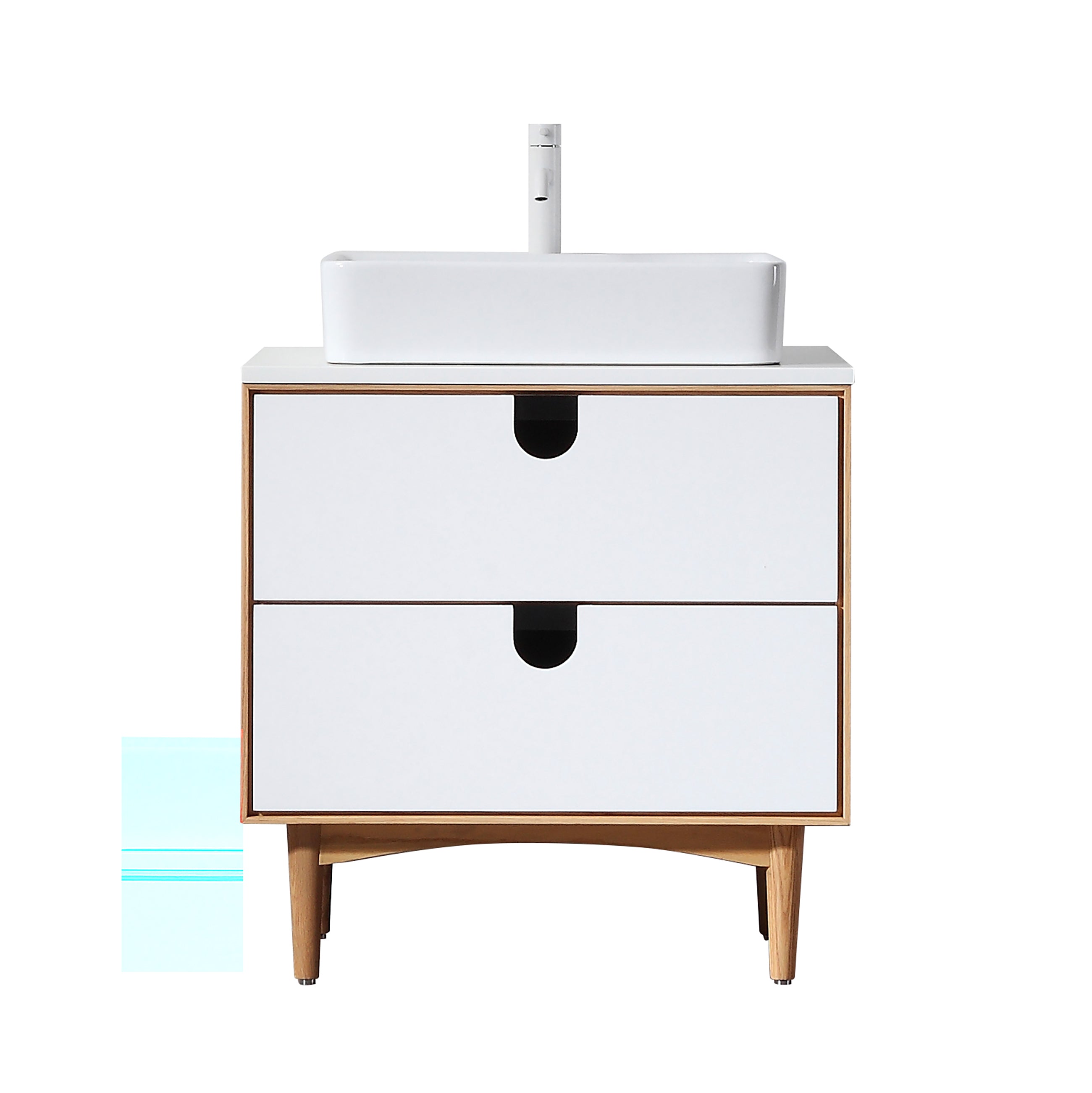 PORTREE 30” MATTE WHITE MID-CENTURY FREESTANDING BATHROOM