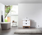 PORTREE 30” MATTE WHITE MID-CENTURY FREESTANDING BATHROOM VANITY